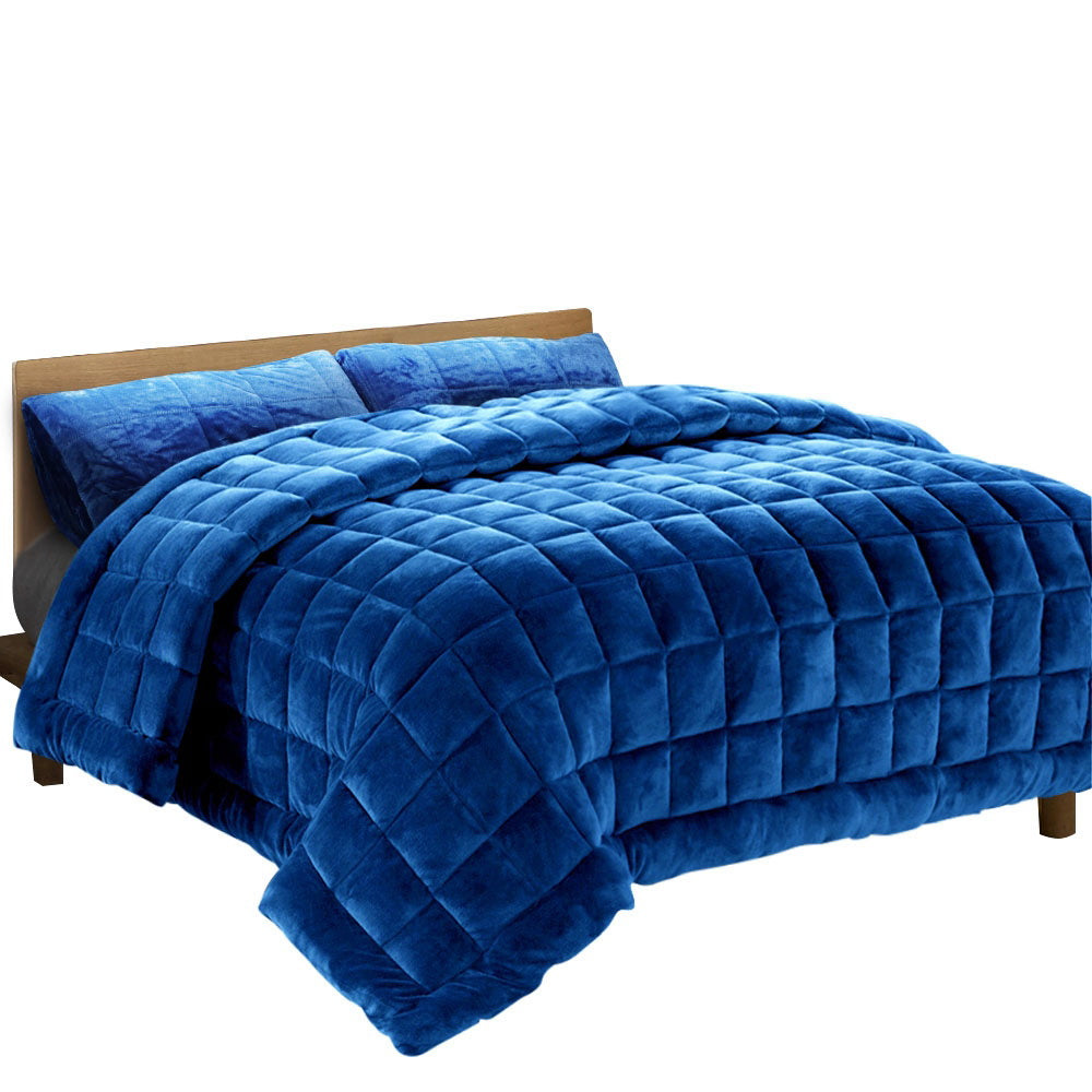 Giselle Bedding Faux Mink Quilt Blue King-Home &amp; Garden &gt; Bedding &gt; Quilts &amp; Duvets-PEROZ Accessories