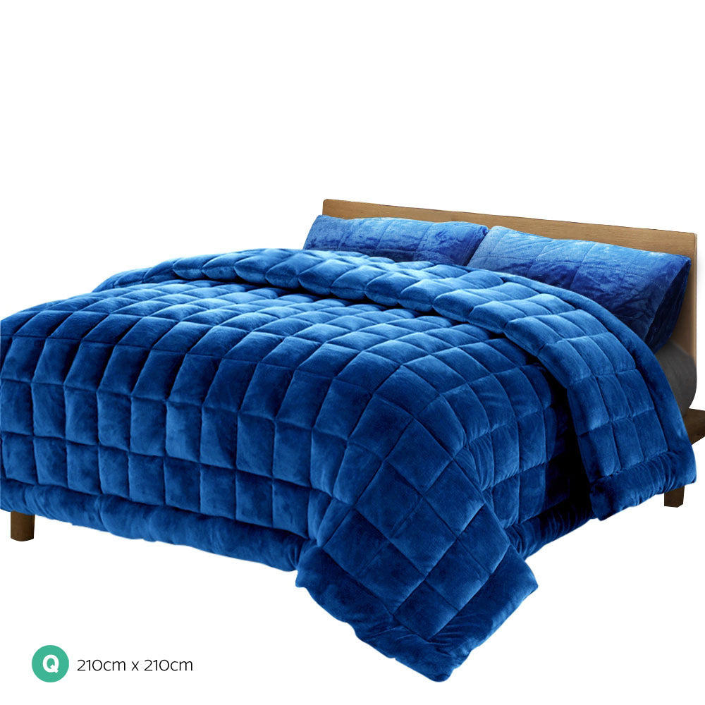 Giselle Bedding Faux Mink Quilt Blue Queen-Home &amp; Garden &gt; Bedding &gt; Quilts &amp; Duvets-PEROZ Accessories