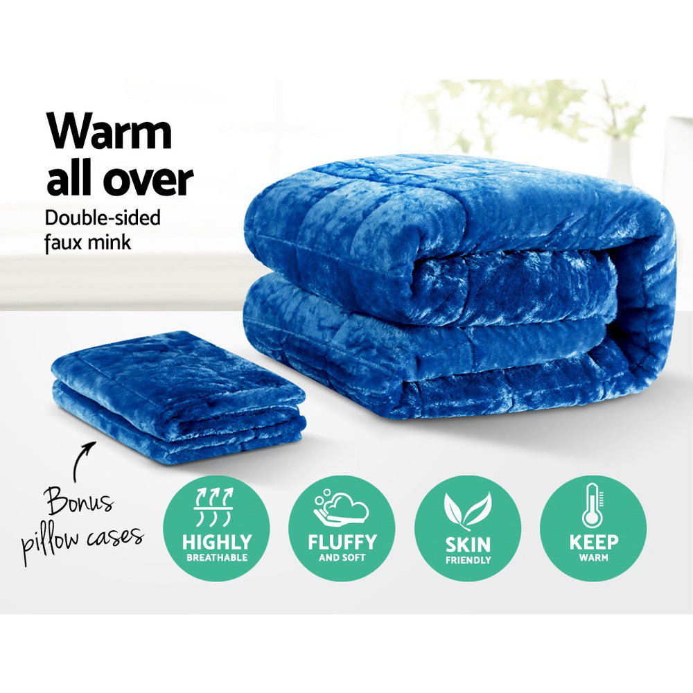 Giselle Bedding Faux Mink Quilt Blue Queen-Home &amp; Garden &gt; Bedding &gt; Quilts &amp; Duvets-PEROZ Accessories