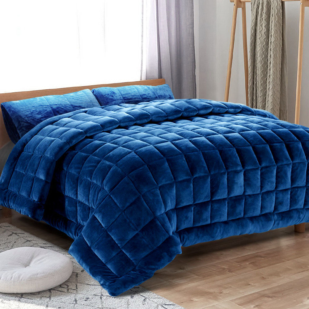 Giselle Bedding Faux Mink Quilt Blue Queen-Home &amp; Garden &gt; Bedding &gt; Quilts &amp; Duvets-PEROZ Accessories