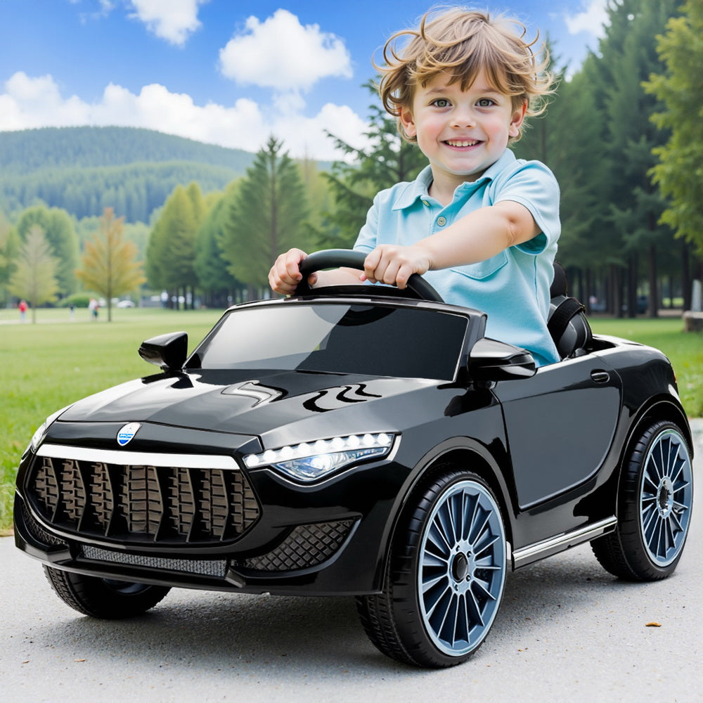 Rigo Kids Electric Ride On Car Toys Cars Horn Music Remote Control 12V Black-Ride on Toys - Cars-PEROZ Accessories