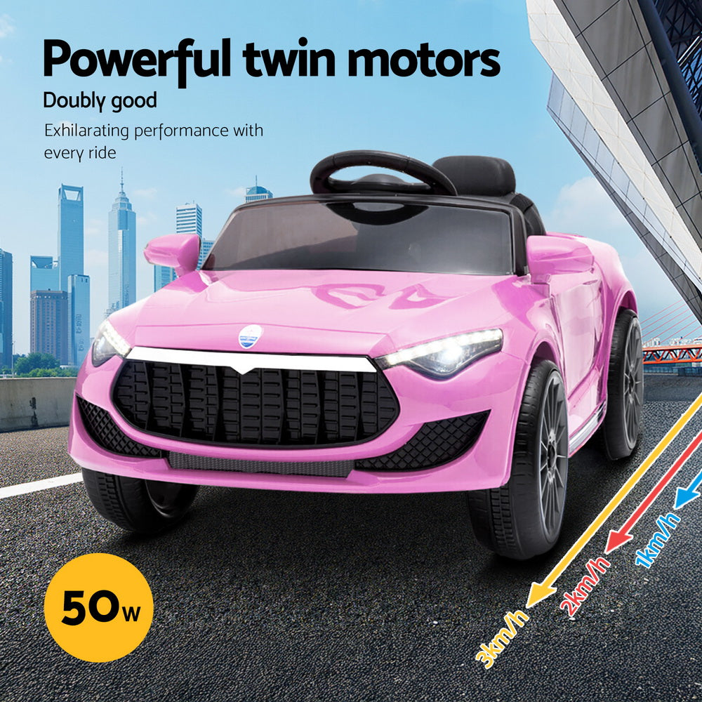 Rigo Kids Electric Ride On Car Toys Cars Headlight Music Remote Control 12V Pink-Ride on Toys - Cars-PEROZ Accessories