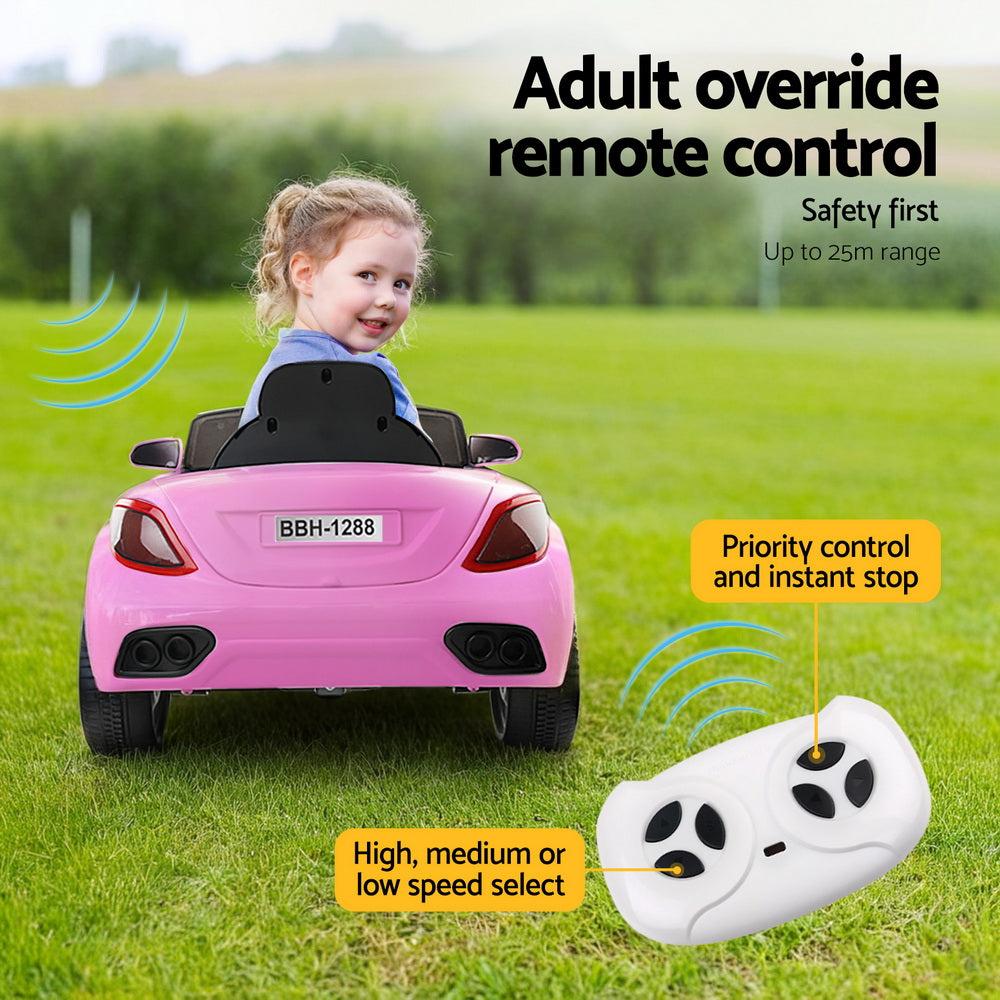 Rigo Kids Electric Ride On Car Toys Cars Headlight Music Remote Control 12V Pink-Ride on Toys - Cars-PEROZ Accessories