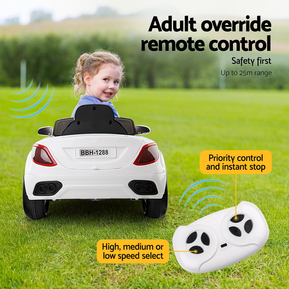 Rigo Kids Electric Ride On Car Cars Music Headlight Remote Control 12V White-Ride on Toys - Cars-PEROZ Accessories