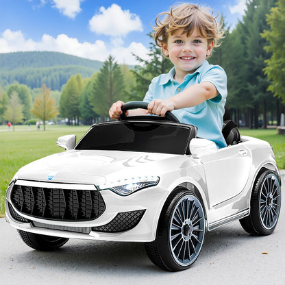 Rigo Kids Electric Ride On Car Cars Music Headlight Remote Control 12V White-Ride on Toys - Cars-PEROZ Accessories