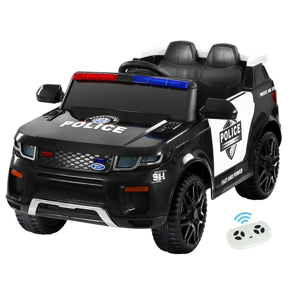 Rigo Kids Electric Ride On Patrol Police Car Horn Music Remote Black-Ride on Toys - Cars-PEROZ Accessories