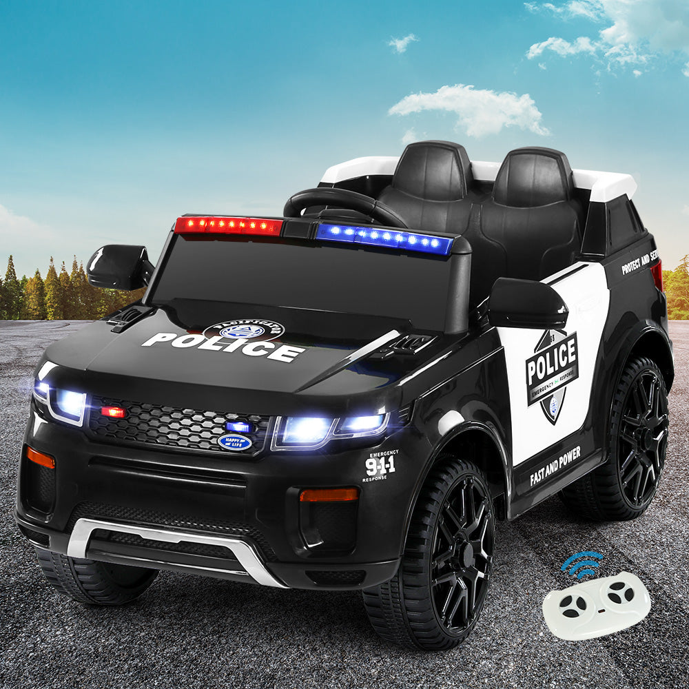 Rigo Kids Electric Ride On Patrol Police Car Horn Music Remote Black-Ride on Toys - Cars-PEROZ Accessories