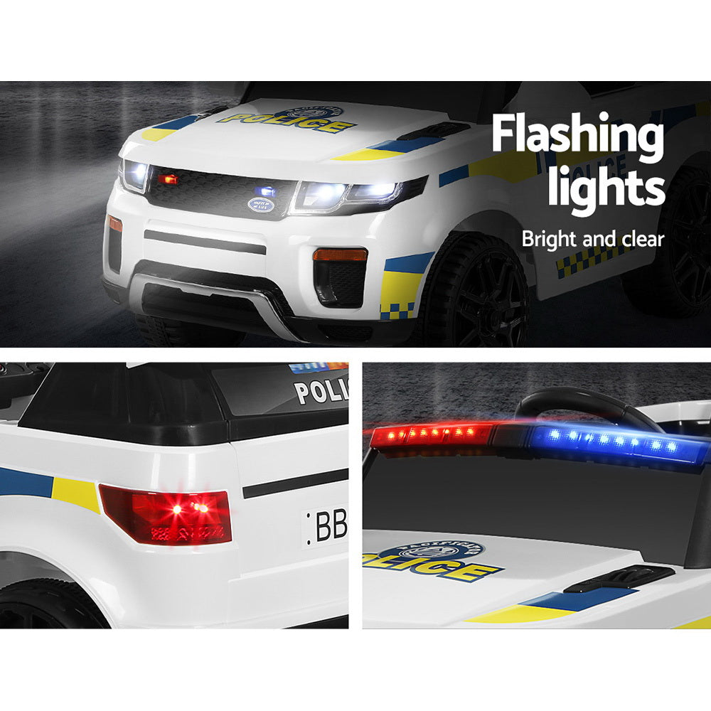 Rigo Kids Electric Ride On Patrol Police Car Horn Music Remote White-Ride on Toys - Cars-PEROZ Accessories