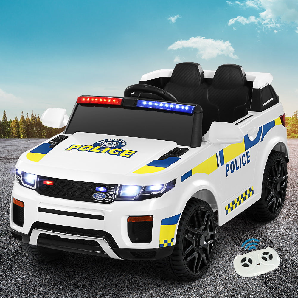 Rigo Kids Electric Ride On Patrol Police Car Horn Music Remote White-Ride on Toys - Cars-PEROZ Accessories