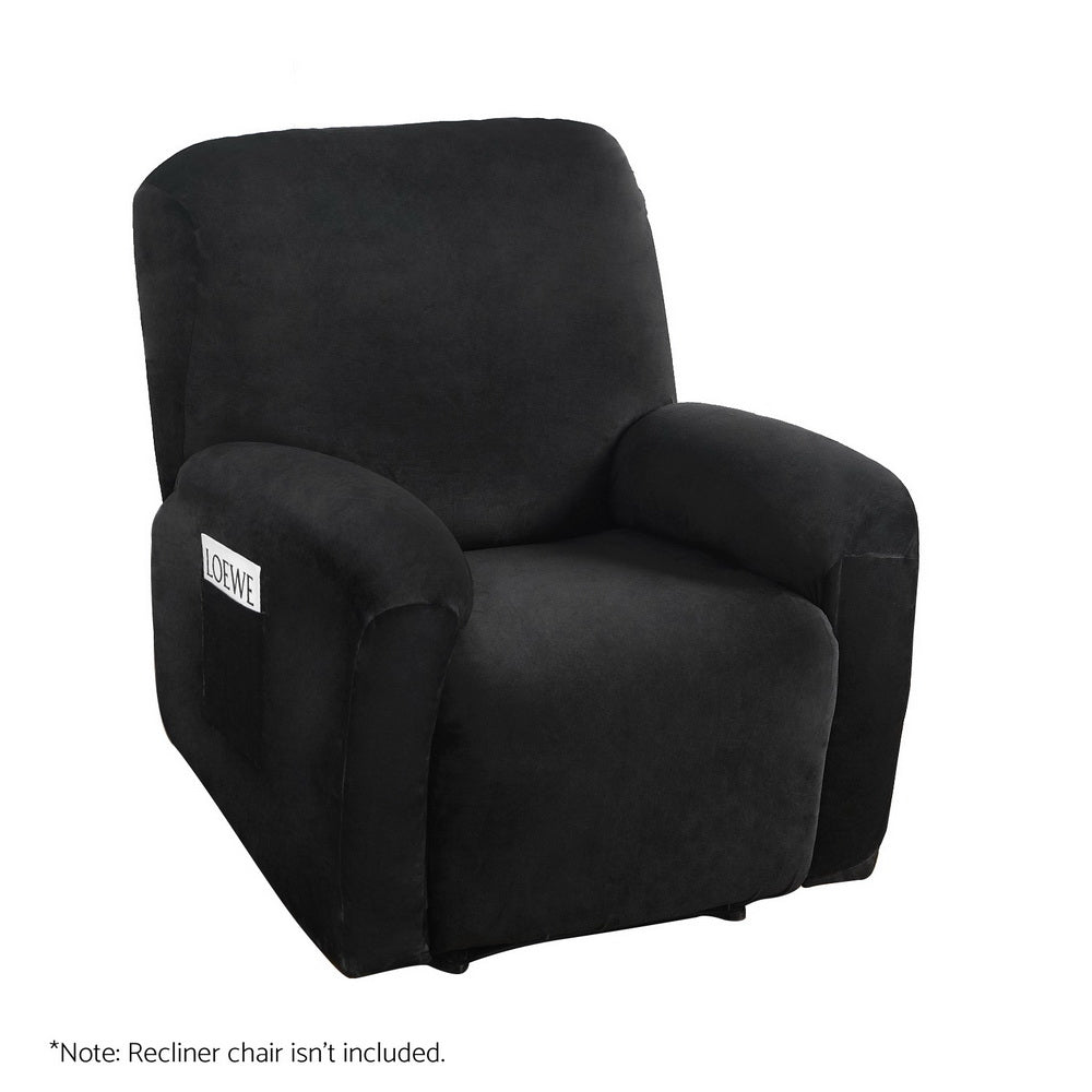 Artiss Recliner Chair Covers 1 Seater Velvet Black-Furniture &gt; Bar Stools &amp; Chairs-PEROZ Accessories