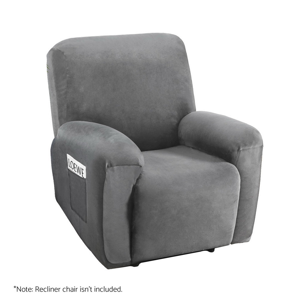 Artiss Recliner Chair Covers 1 Seater Velvet Grey-Furniture &gt; Bar Stools &amp; Chairs-PEROZ Accessories