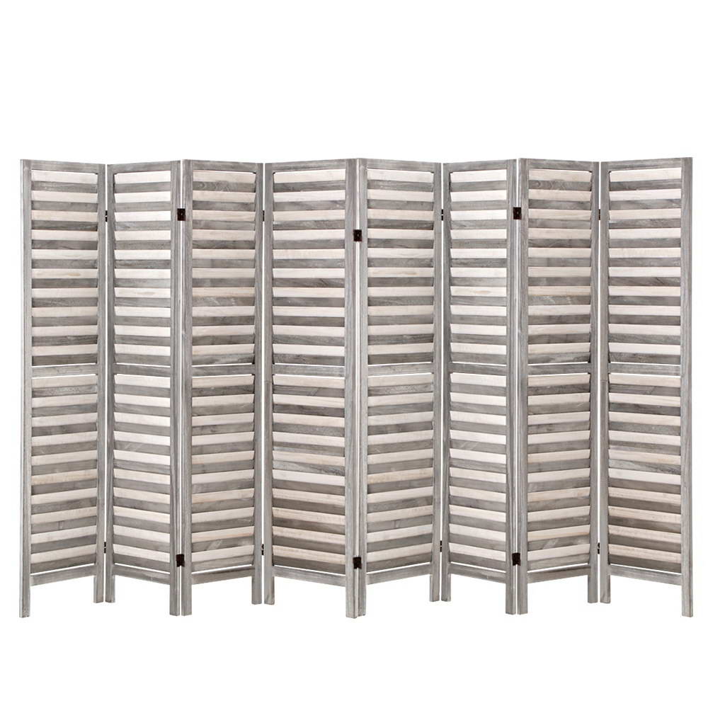 Artiss 8 Panel Room Divider Screen 326x170cm Louver Grey-Furniture &gt; Bedroom &gt; Room Dividers-PEROZ Accessories