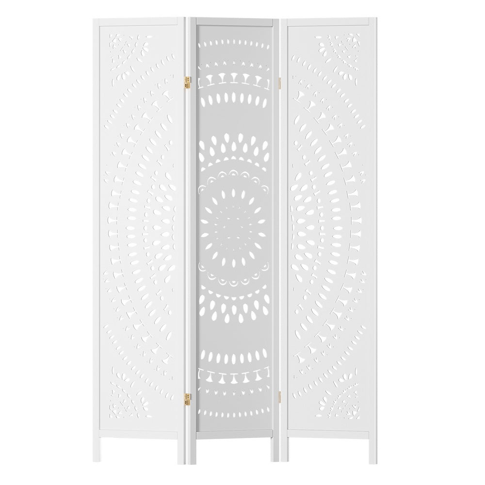 Artiss 3 Panel Room Divider Screen 132x170cm Circle White-Furniture &gt; Bedroom-PEROZ Accessories