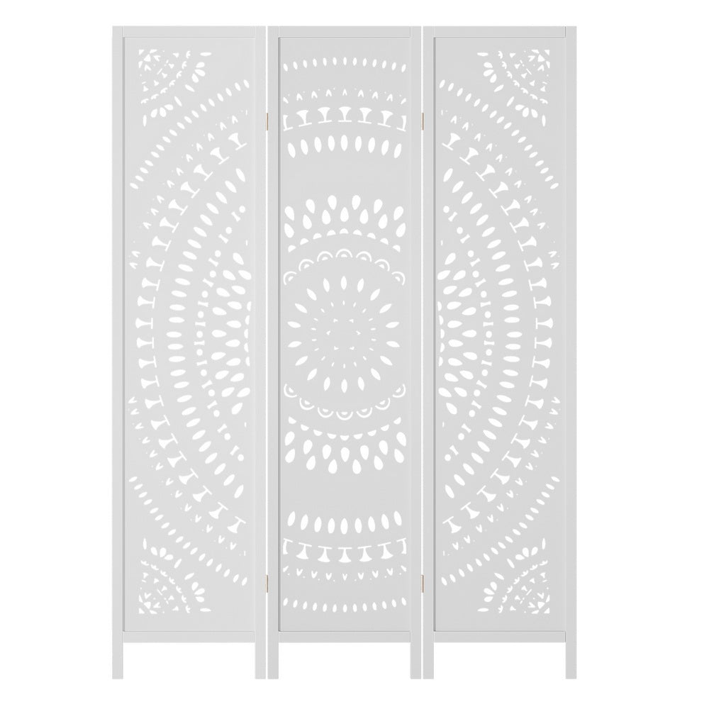 Artiss 3 Panel Room Divider Screen 132x170cm Circle White-Furniture &gt; Bedroom-PEROZ Accessories