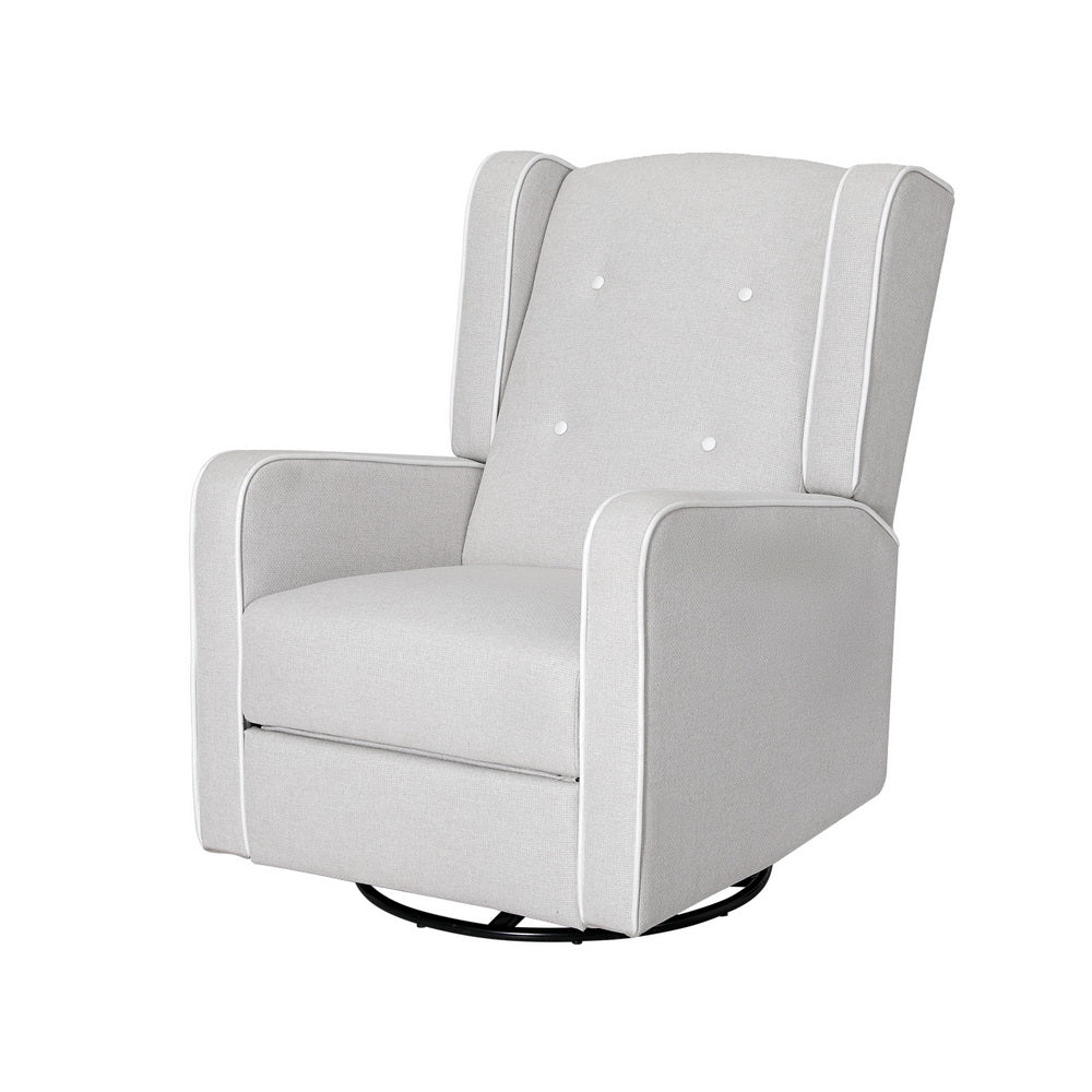 Artiss Recliner Armchair 360Â° Swivel Grey Fabric-Furniture &gt; Bar Stools &amp; Chairs-PEROZ Accessories