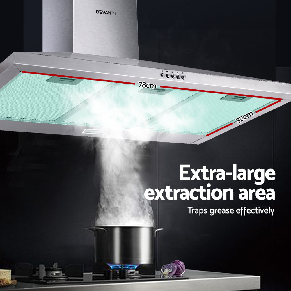 Devanti 900mm Range Hood 90cm Rangehood Stainless Steel-Rangehoods-PEROZ Accessories