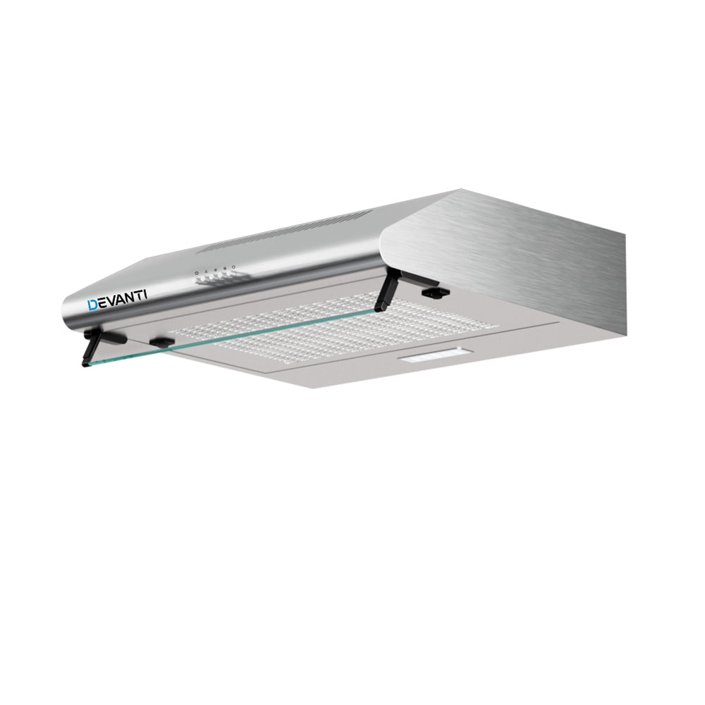 Devanti 600mm Range Hood 60cm Rangehood Kitchen Canopy LED Light Stainless Steel-Appliances &gt; Kitchen Appliances-PEROZ Accessories