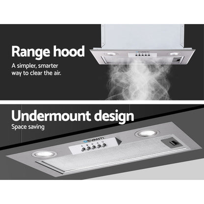 Devanti 520mm Range Hood 52cm Rangehood Stainless Steel-Rangehoods-PEROZ Accessories