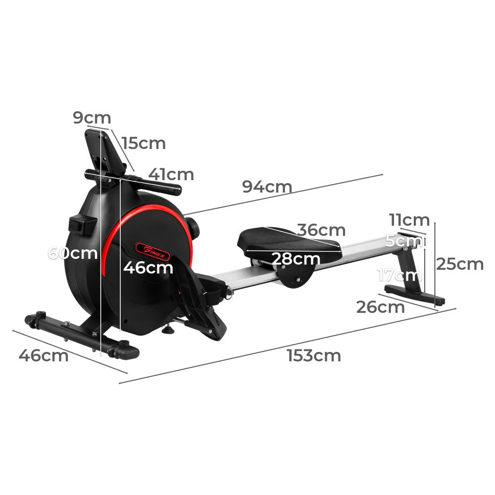 Finex Rowing Machine Rower Magnetic Resistance Fitness Home Gym Cardio 16-Level-Rowing Machines-PEROZ Accessories