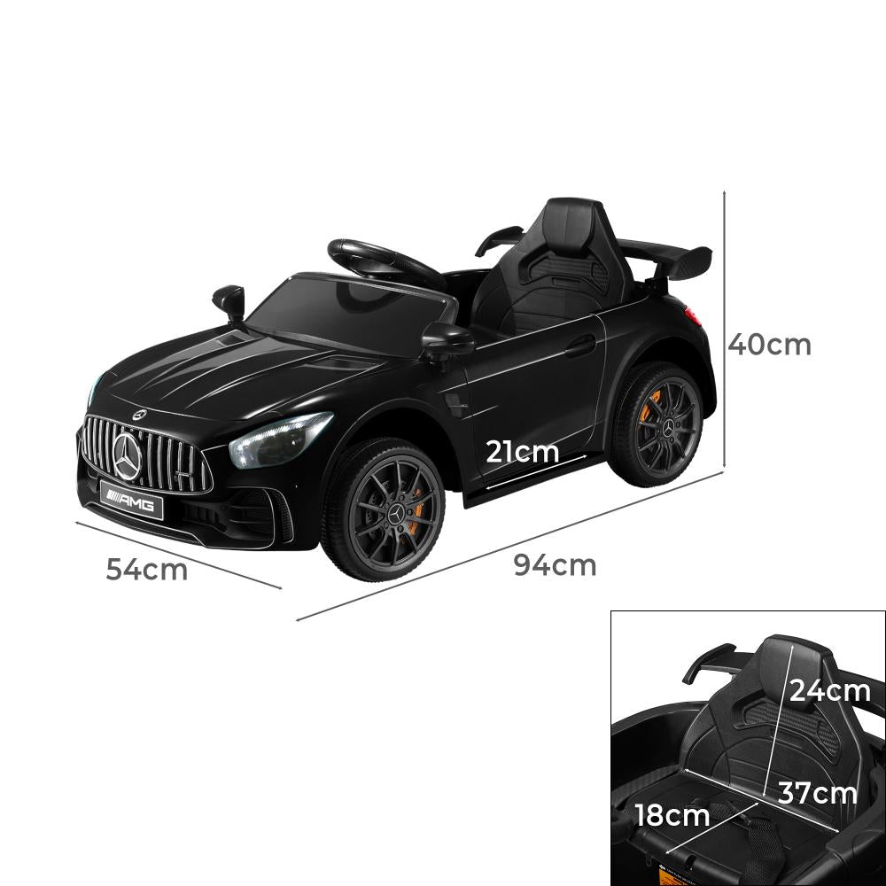 Kids Ride On Car Mercedes-Benz AMG GTR Licensed Remote Electric Toy Gift 12V Black-Ride On Car-PEROZ Accessories