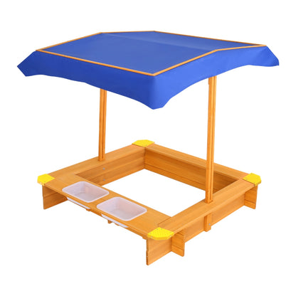 Keezi Kids Sandpit Wooden Sandbox Sand Pit with Canopy Water Basin Toys 103cm-Sandpits-PEROZ Accessories