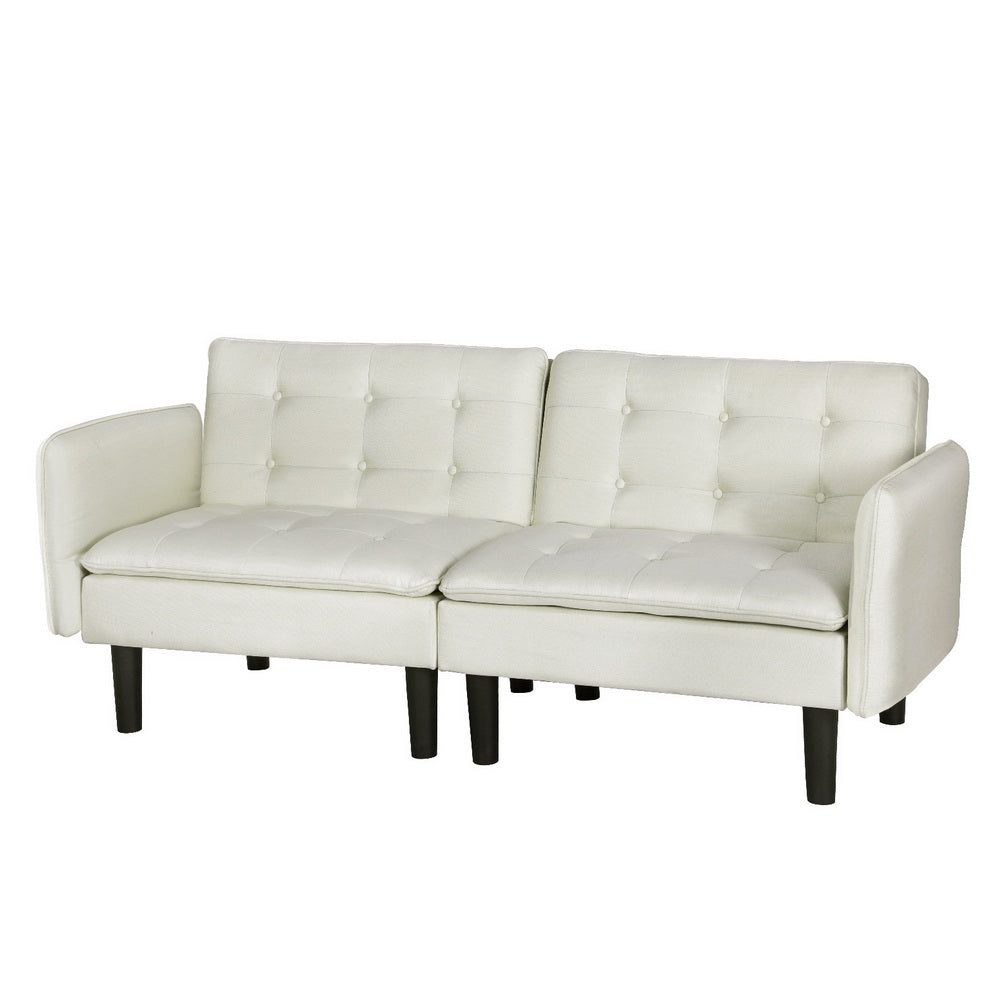 Artiss Sofa Bed 3 Seater Tufted Faux Linen Beige-Furniture &gt; Living Room-PEROZ Accessories