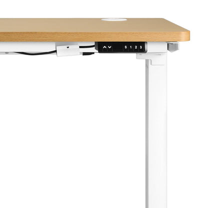 Oikiture Standing Desk Electric Height Adjustable Motorised Sit Stand Desk Rise - White/Oak - 1200mm x 600mm-Standing Desks-PEROZ Accessories