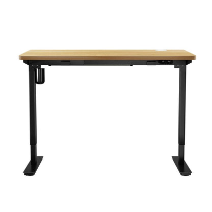 Oikiture Electric Standing Desk Single Motor Height Adjustable Sit Stand Table - Black/Oak - 1200mm x 600mm-Standing Desks-PEROZ Accessories