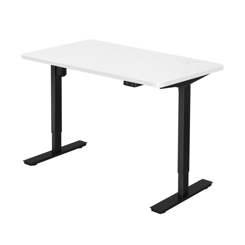 Oikiture Electric Standing Desk Single Motor Height Adjustable Sit Stand Table - Black/White - 1200mm x 600mm-Standing Desks-PEROZ Accessories