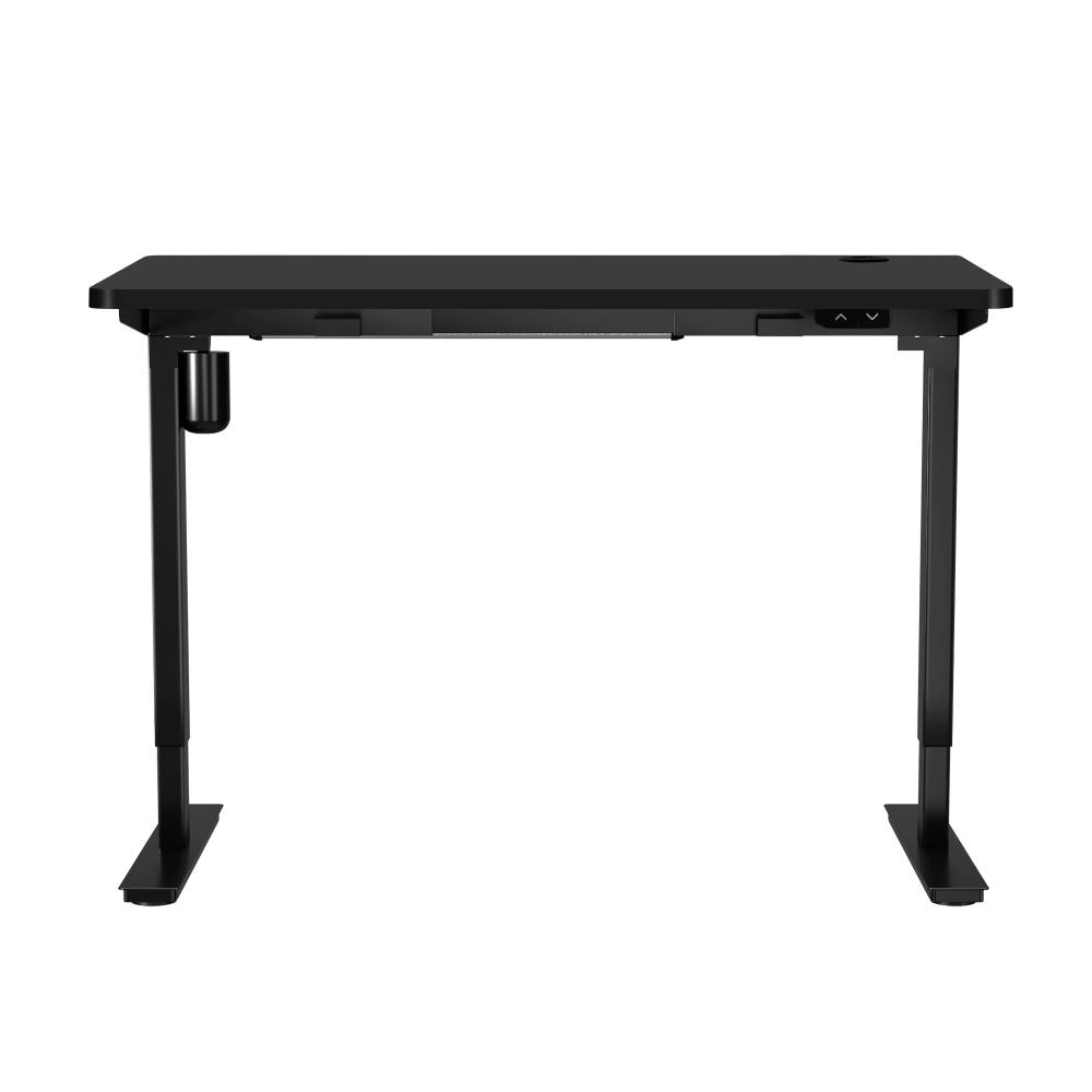 Oikiture Electric Standing Desk Single Motor Height Adjustable Sit Stand Table - Black/Black - 1400mm x 700mm-Standing Desks-PEROZ Accessories