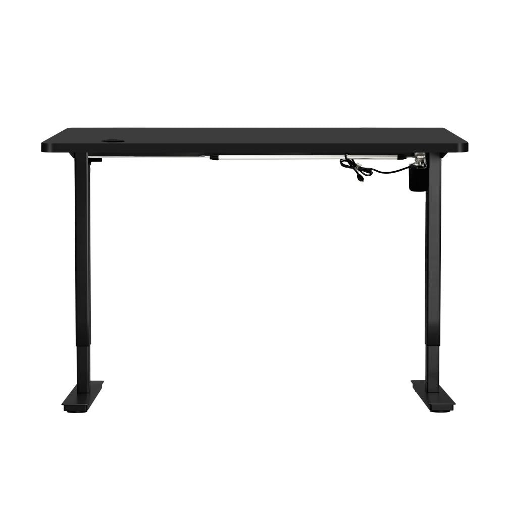 Oikiture Electric Standing Desk Single Motor Height Adjustable Sit Stand Table - Black/Black - 1400mm x 700mm-Standing Desks-PEROZ Accessories