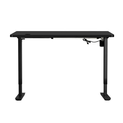 Oikiture Electric Standing Desk Single Motor Height Adjustable Sit Stand Table - Black/Black - 1400mm x 700mm-Standing Desks-PEROZ Accessories