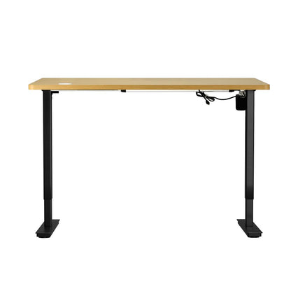 Oikiture Electric Standing Desk Single Motor Height Adjustable Sit Stand Table - Black/Oak - 1700mm x 750mm-Standing Desks-PEROZ Accessories