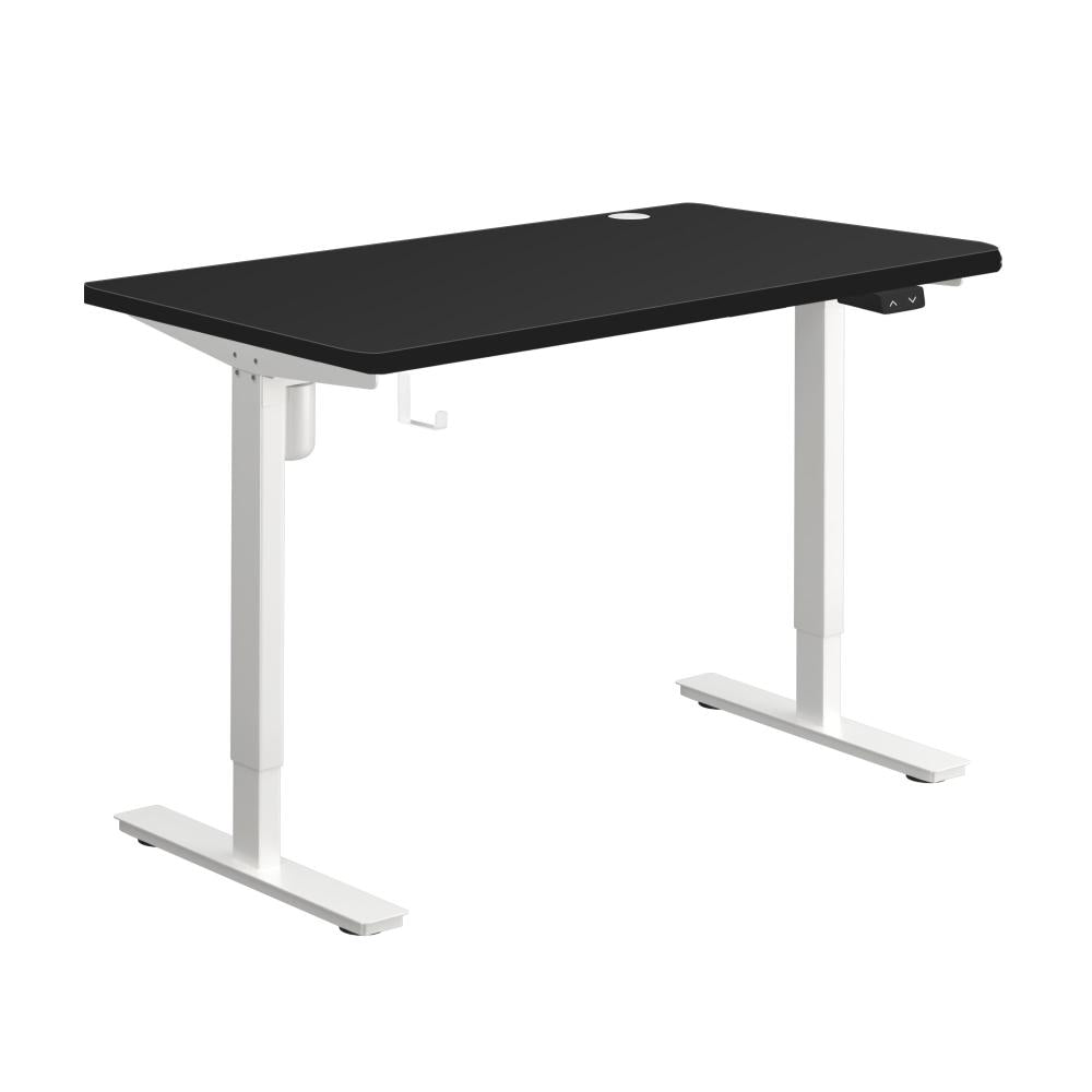 Oikiture Electric Standing Desk Single Motor Height Adjustable Sit Stand Table - White/Black - 1200mm x 600mm-Standing Desks-PEROZ Accessories