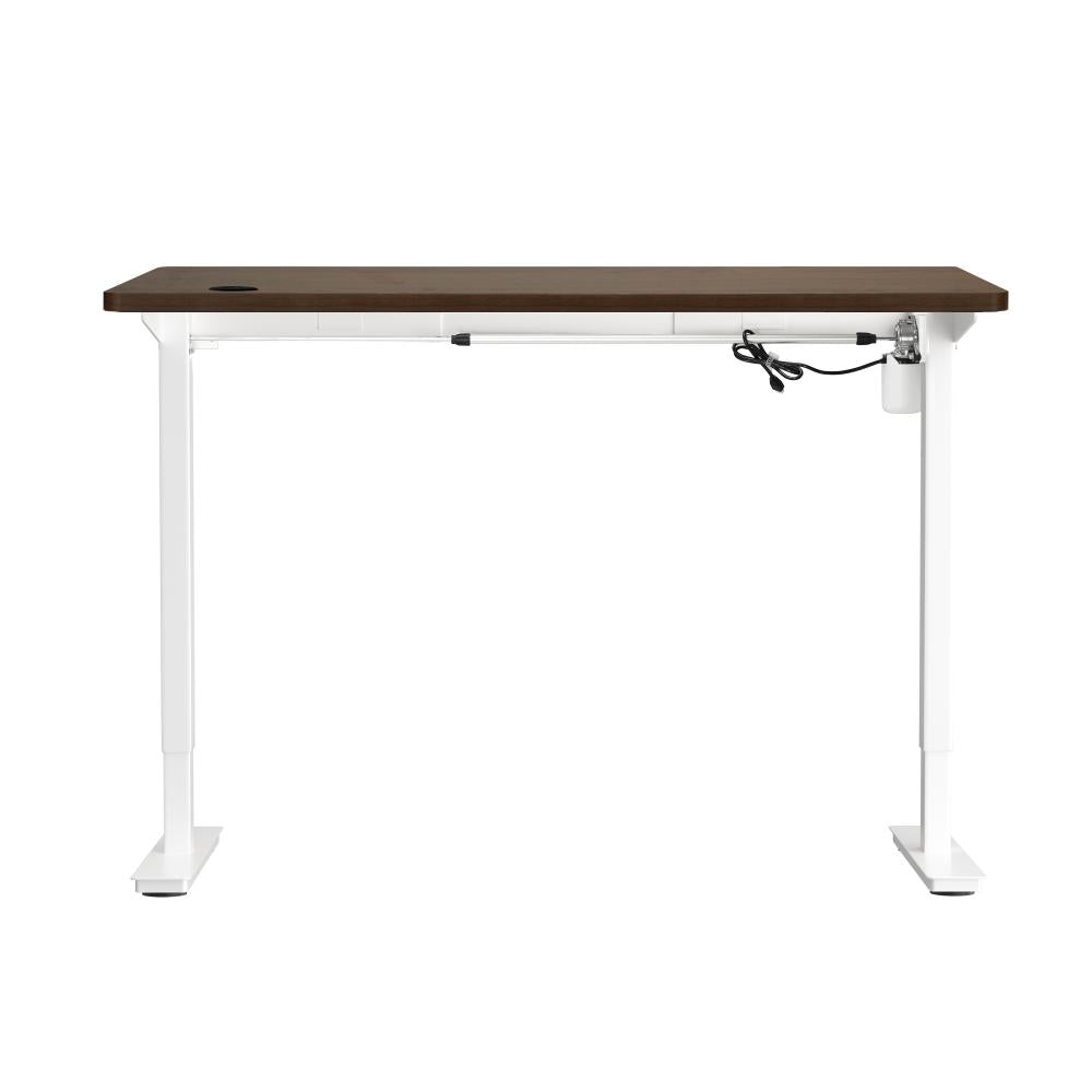 Oikiture Electric Standing Desk Single Motor Height Adjustable Sit Stand Table - White/Walnut - 1700mm x 750mm-Standing Desks-PEROZ Accessories