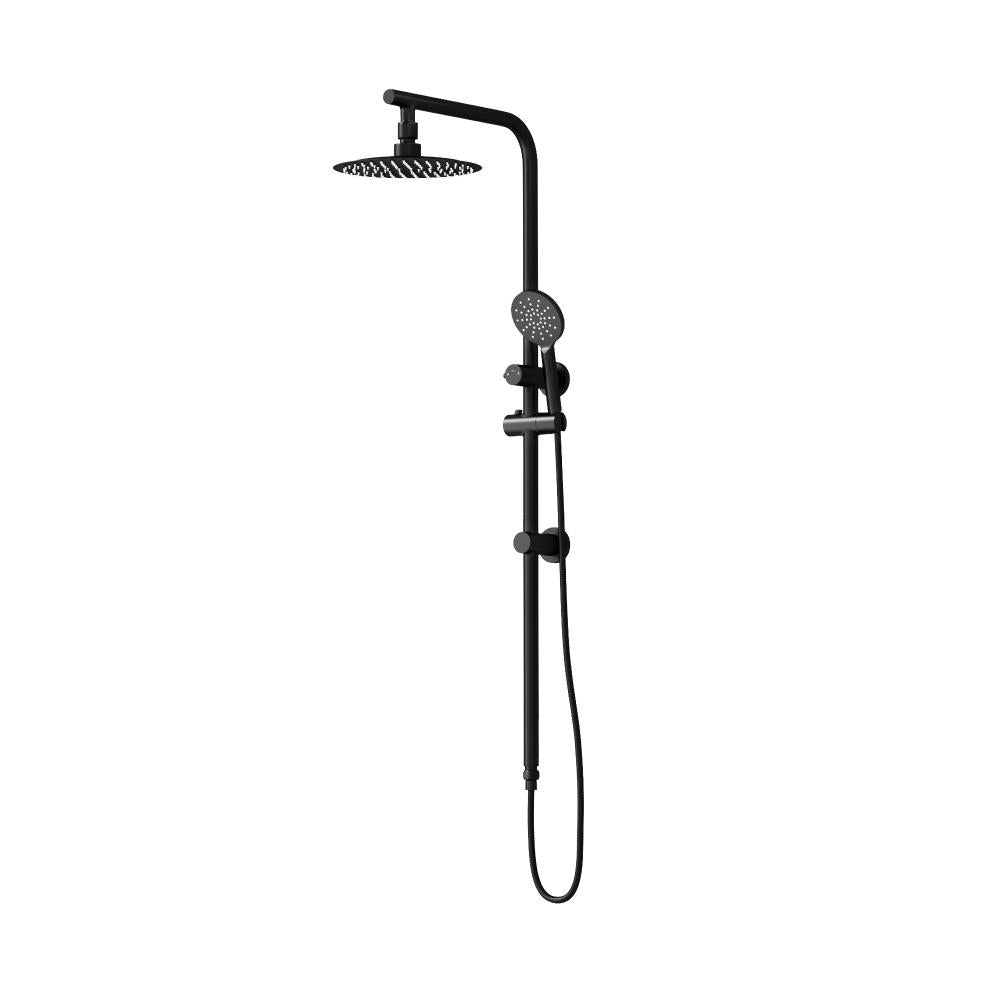 Welba 10&quot; Rain Shower Head Set Round 3-Mode Handheld Shower Rail Set Black-Shower Heads-PEROZ Accessories