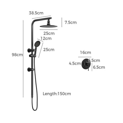 Welba 10&quot; Rain Shower Head Set Round Handheld With Shower Mixer Tap Black-Shower Heads-PEROZ Accessories