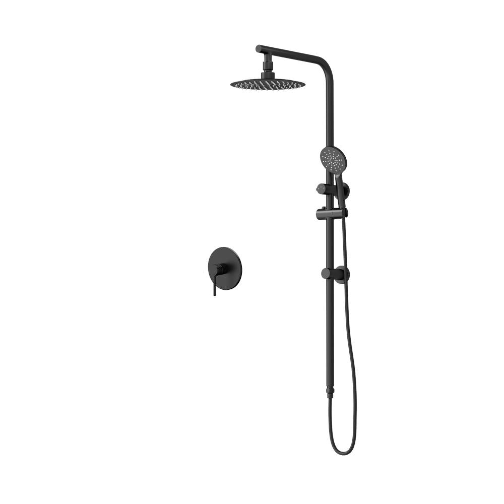 Welba 10&quot; Rain Shower Head Set Round Handheld With Shower Mixer Tap Black-Shower Heads-PEROZ Accessories