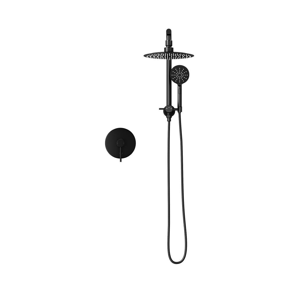 Welba 10&quot; Rain Shower Head Set With Mixer Round 3-Mode Handheld Shower Black-Shower Heads-PEROZ Accessories