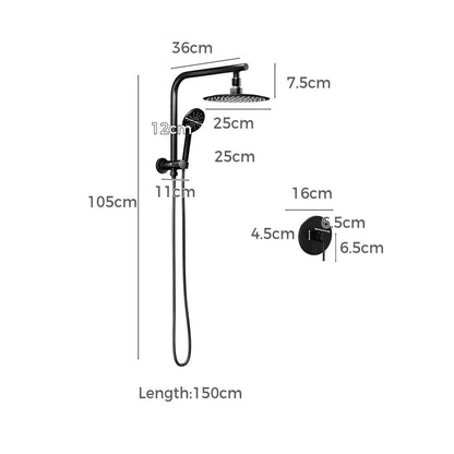 Welba 10&quot; Rain Shower Head Set With Mixer Round 3-Mode Handheld Shower Black-Shower Heads-PEROZ Accessories