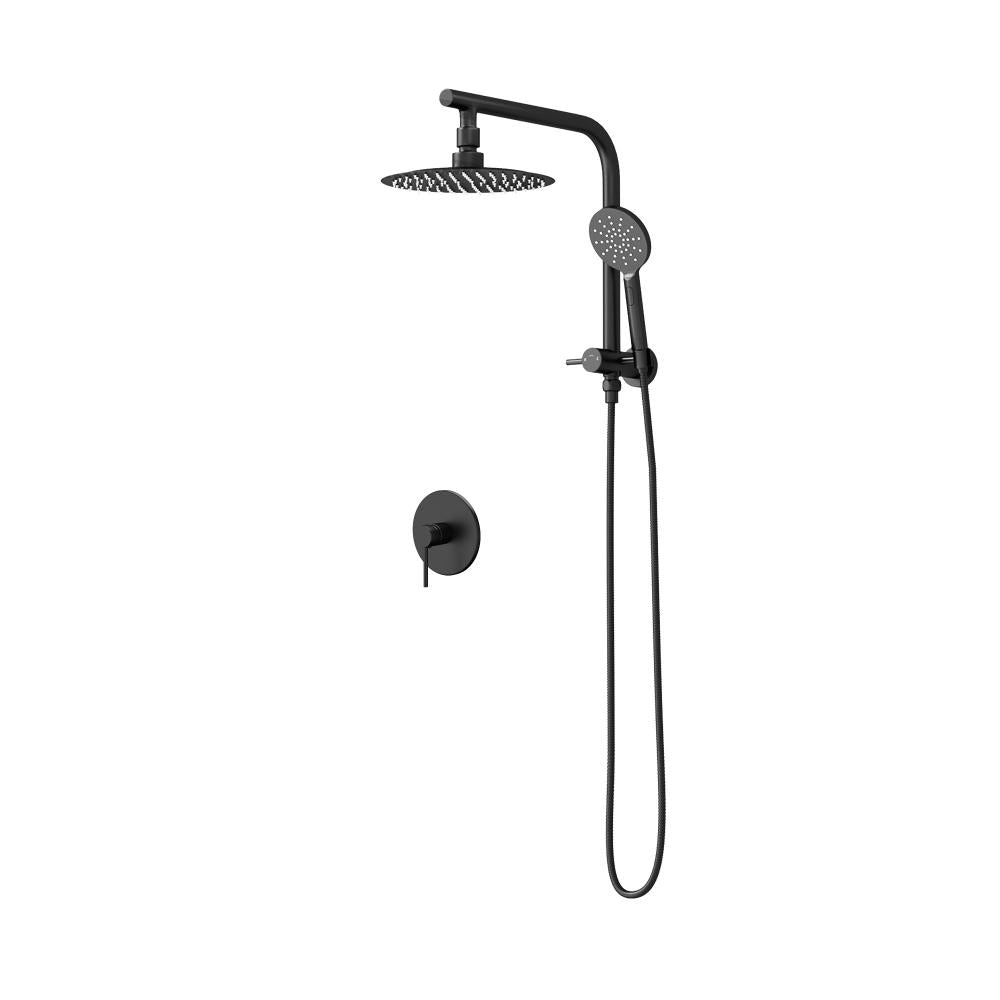 Welba 10&quot; Rain Shower Head Set With Mixer Round 3-Mode Handheld Shower Black-Shower Heads-PEROZ Accessories