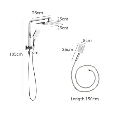 Welba 10&quot; Rain Shower Head Set Square 3-Mode Handheld Shower Gooseneck Chrome-Shower Heads-PEROZ Accessories