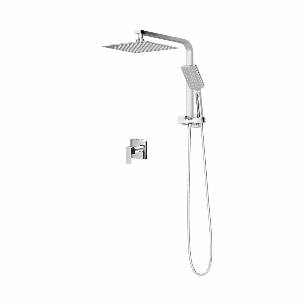 Welba 10&quot; Rain Shower Head Set With Mixer Square 3-Mode Handheld Shower Chrome-Shower Heads-PEROZ Accessories