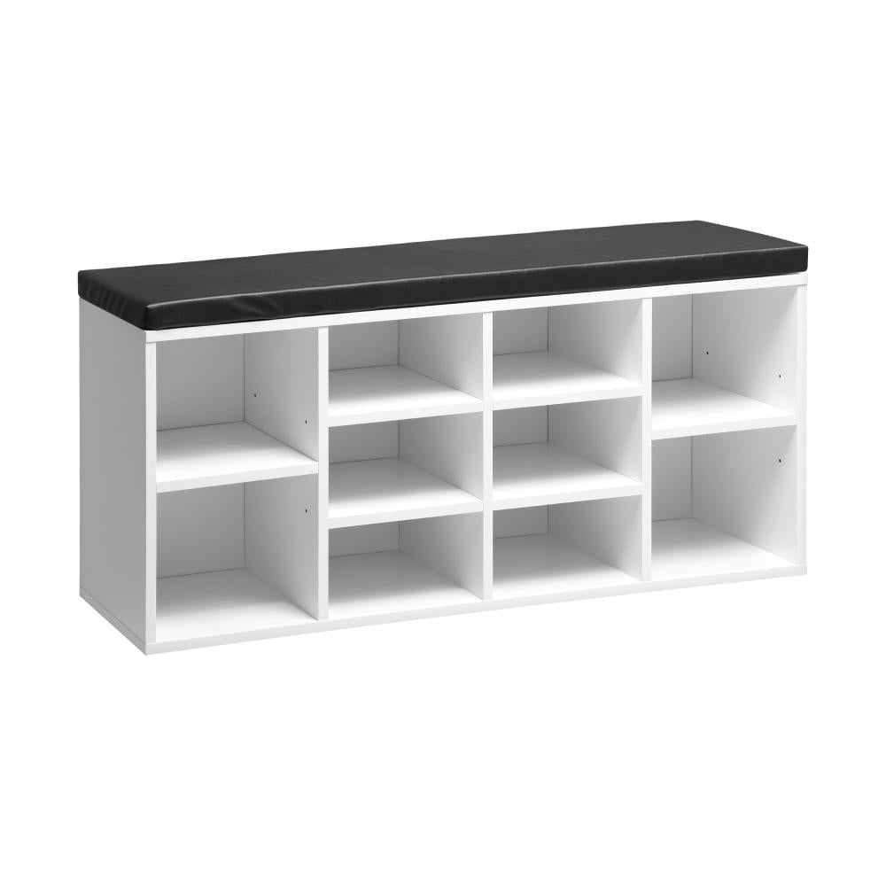 Oikiture Shoe Bench 105cm Shoe Storage Cabinet Orgaiser Rack Storage Shelf Black and White-Shoe Bench-PEROZ Accessories