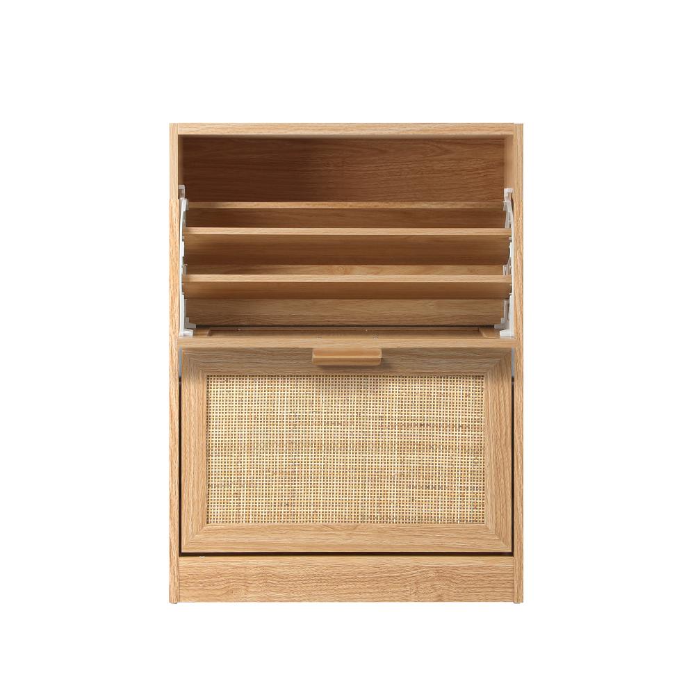 Oikiture Shoe Cabinet Storage 2 Doors Shoes Rack Organiser Rattan Shelf 30 Pairs-Shoe Storage Cabinet-PEROZ Accessories