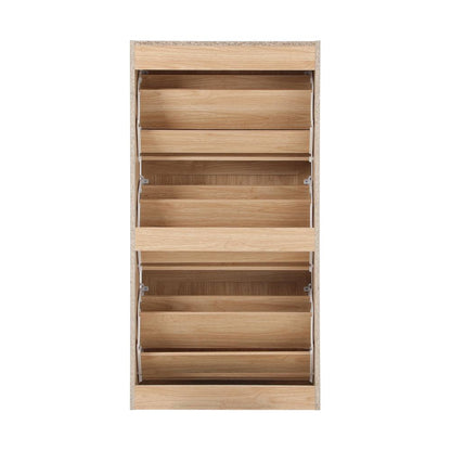 Oikiture Shoe Cabinet Storage 3 Doors Shoes Rack Organiser Rattan Shelf 45 Pairs-Shoe Storage Cabinet-PEROZ Accessories