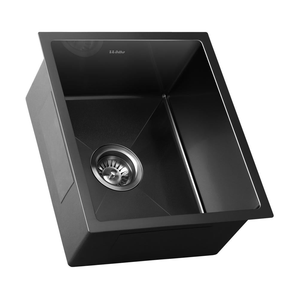 Welba 44X38CM Stainless Steel Sink Single Bowl with Waste Black-Stainless Steel Sink-PEROZ Accessories