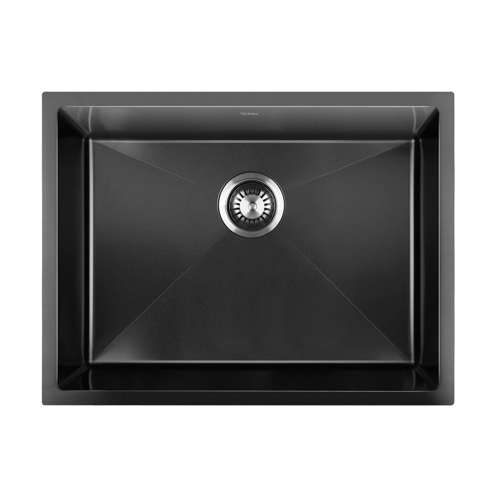 Welba 58X44CM Stainless Steel Sink Single Bowl with Waste Black-Stainless Steel Sink-PEROZ Accessories