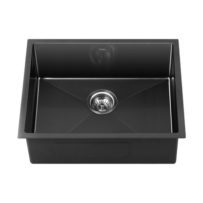 Welba 58X44CM Stainless Steel Sink Single Bowl with Waste Black-Stainless Steel Sink-PEROZ Accessories