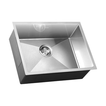 Welba 458X44CM Stainless Steel Sink Single Bowl with Waste Silver-Stainless Steel Sink-PEROZ Accessories